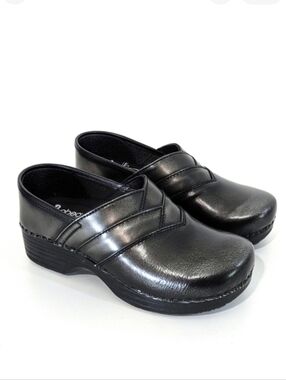 Abeo Pewter Clogs - Size 6.5 Womens - Nursing Shoes - Black & Silver Metallic